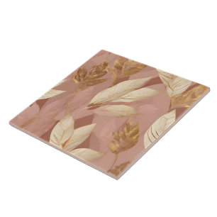 Blush Pink Gold Trendy Boho Leaves Collectie Tegeltje