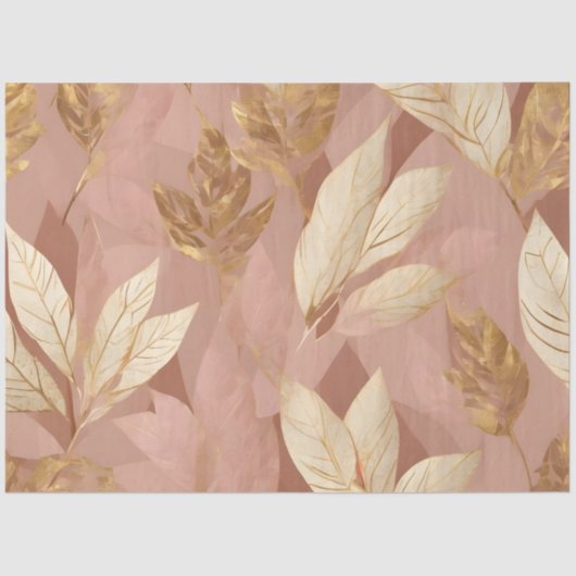 Blush Pink Gold Trendy Boho Leaves Collectie Tissuepapier (Voorkant)