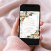 Blush Pink Gold Tropical Boho Chic Wedding Kaart