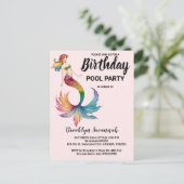 Blush Pink Gold Turquoise Zeemeermin Staart Pool P Briefkaart (Staand voorkant)