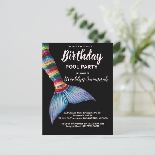 Blush Pink Gold Turquoise Zeemeermin Staart Pool P Briefkaart (Staand voorkant)