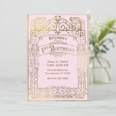 Blush Pink Gold  Victoriaans 1e verjaardag Kaart (Staand voorkant)