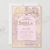 Blush Pink & Gold  Victoriaans Deco Sweet 16 Kaart (Voorkant)