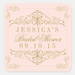 Blush Pink & Gold  Vrijgezellenfeest Favor Vierkante Sticker