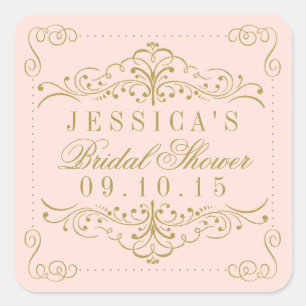 Blush Pink & Gold Vrijgezellenfeest Favor Vierkante Sticker