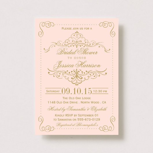 Blush Pink & Gold Vrijgezellenfeest Kaart
