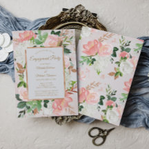 Blush Pink Gold Waterverf Floral Engagement Party