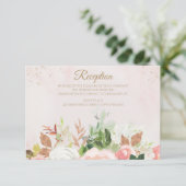 Blush Pink Gold Waterverf Floral Reception Kaart (Staand voorkant)