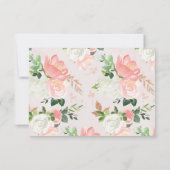 Blush Pink Gold Waterverf Floral Reception Kaart (Achterkant)