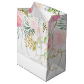 Blush Pink Gold Waterverf Flowers MEDIUM Bags Medium Cadeauzakje (Voorkant Gekanteld)