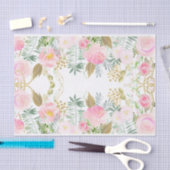 Blush Pink Gold Waterverf Flowers Tissue Paper Tissuepapier (Craft)