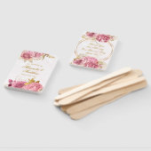 Blush Pink Gold Waterverf Peony Weddenschap Hartel Handwaaier (Niet-gemonteerd)