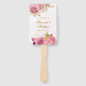 Blush Pink Gold Waterverf Peony Weddenschap Hartel Handwaaier (Voorkant)