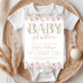 Blush Pink Gold Waterverf Wildflower Baby shower Kaart