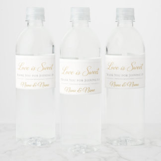 Blush Pink & Gold Wedding Water Bottle Label –🤍   Waterfles Etiket
