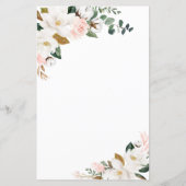 Blush Pink Gold White Floral WeddenMenu Kaarten (Achterkant)