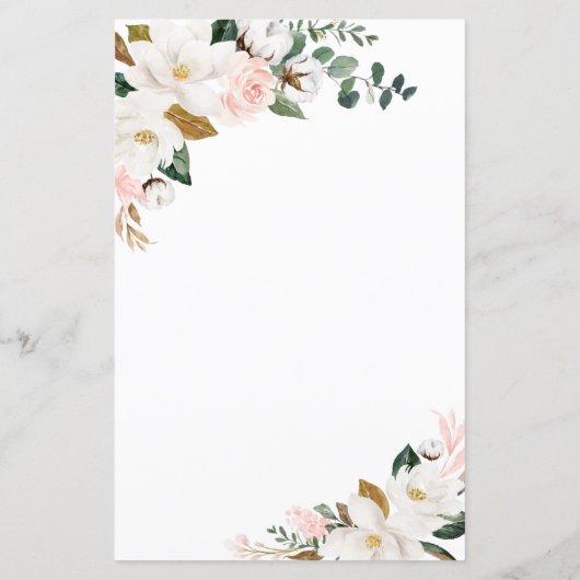 Blush Pink Gold White Floral WeddenMenu Kaarten (Achterkant)