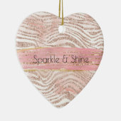 Blush Pink Gold White Glitter Zebra Keramisch Ornament (Rechts)