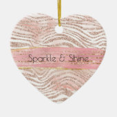 Blush Pink Gold White Glitter Zebra Keramisch Ornament (Voorkant)