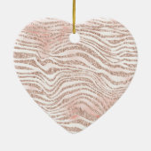 Blush Pink Gold White Glitter Zebra Keramisch Ornament (Achterkant)