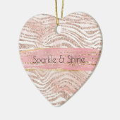 Blush Pink Gold White Glitter Zebra Keramisch Ornament (Links)