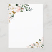 Blush Pink Gold White Magnolia Floral Weddenschap (Achterkant)