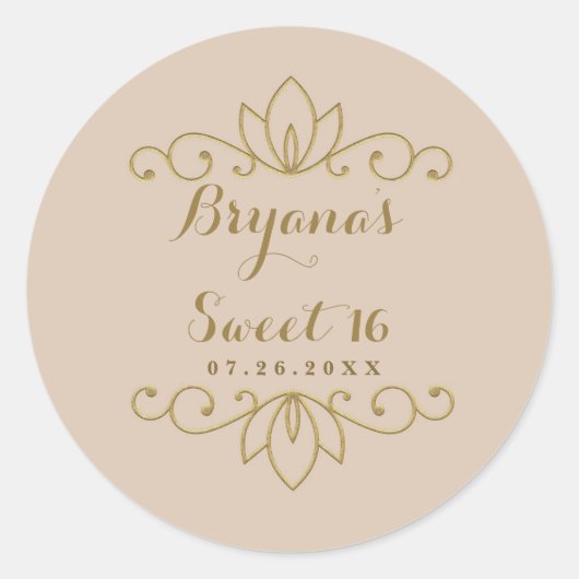 Blush Pink & Gold White Pearl Elegant Party Favor Ronde Sticker (Voorkant)