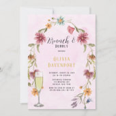 Blush Pink Gold Wildflower Brunch & Bubble Kaart (Voorkant)