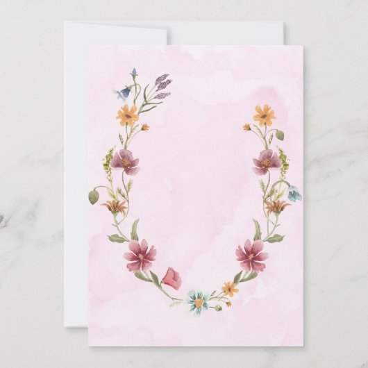 Blush Pink Gold Wildflower Brunch & Bubble Kaart (Achterkant)