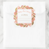 Blush Pink Gold Wreath meisje baby shower boek Vierkante Sticker (Tas)