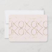Blush Pink Gold XOXO Love Wedding RSVP (Achterkant)