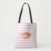 Blush Pink Gold XOXO Waterverf Kiss Tote Bag (Voorkant)