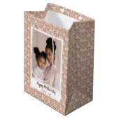 Blush Pink Golden Hearts Moederdag Medium Cadeauzakje (Voorkant Gekanteld)