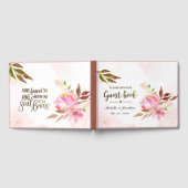 Blush Pink Golden Waterverf Flowers Weddenschap Gastenboek (Volledig)