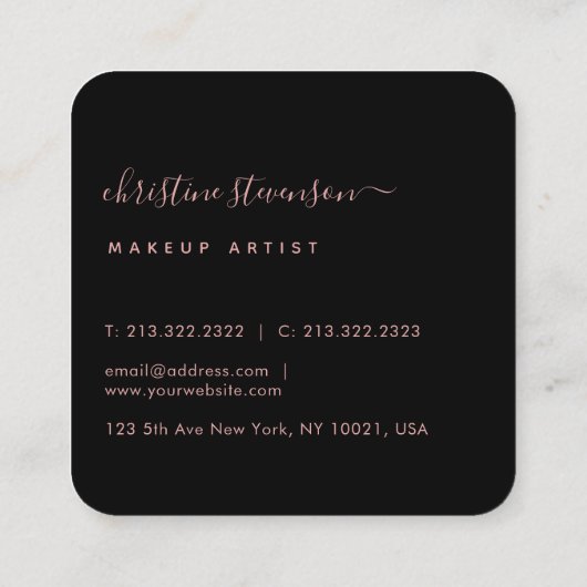 Blush Pink Golden Waterverf Geode Script Vierkante Visitekaartje (Achterkant)