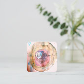 Blush Pink Golden Waterverf Geode Script Vierkante Visitekaartje (Staand voorkant)