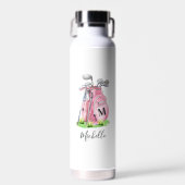 Blush Pink Golf Monogram Waterfles (Voorkant)