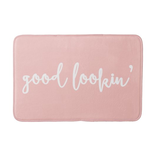 Blush Pink Good Lookin' Calligraphy Script Badmat (Voorkant)