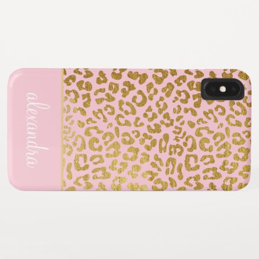 Blush Pink - Gouden Folie Cheetah Print Monogram Case-Mate iPhone Case (Achterkant (horizontaal))