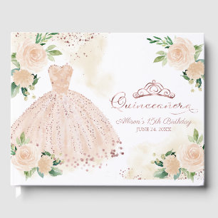 Blush Pink Gown Floral Quinceanera Gastenboek