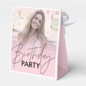 Blush Pink Gradient Foto Verjaardag Bedankdoosjes (Achterkant)