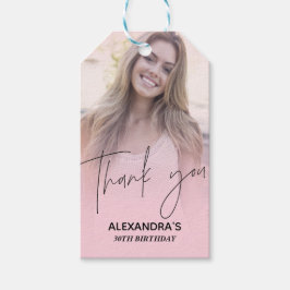 Blush Pink Gradient Foto Verjaardag Bedankt Cadeaulabel