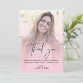 Blush Pink Gradient Foto Verjaardag Bedankt kaart (Staand voorkant)