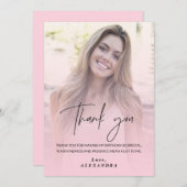 Blush Pink Gradient Foto Verjaardag Bedankt kaart (Voorkant / Achterkant)