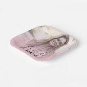 Blush Pink Gradient Gepersonaliseerde Foto Verjaar Papieren Bordje (Gebogen)
