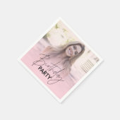 Blush Pink Gradient Gepersonaliseerde Foto Verjaar Servet (Hoek)