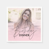 Blush Pink Gradient Photo Birthday Dinner Servet (Voorkant)