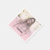 Blush Pink Gradient Photo Birthday Dinner Servet (Hoek)