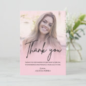 Blush Pink Gradient Photo Birthday Thank you card Kaart (Staand voorkant)