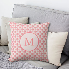 Blush Pink Gradient Polka Dots Monogram Kussen